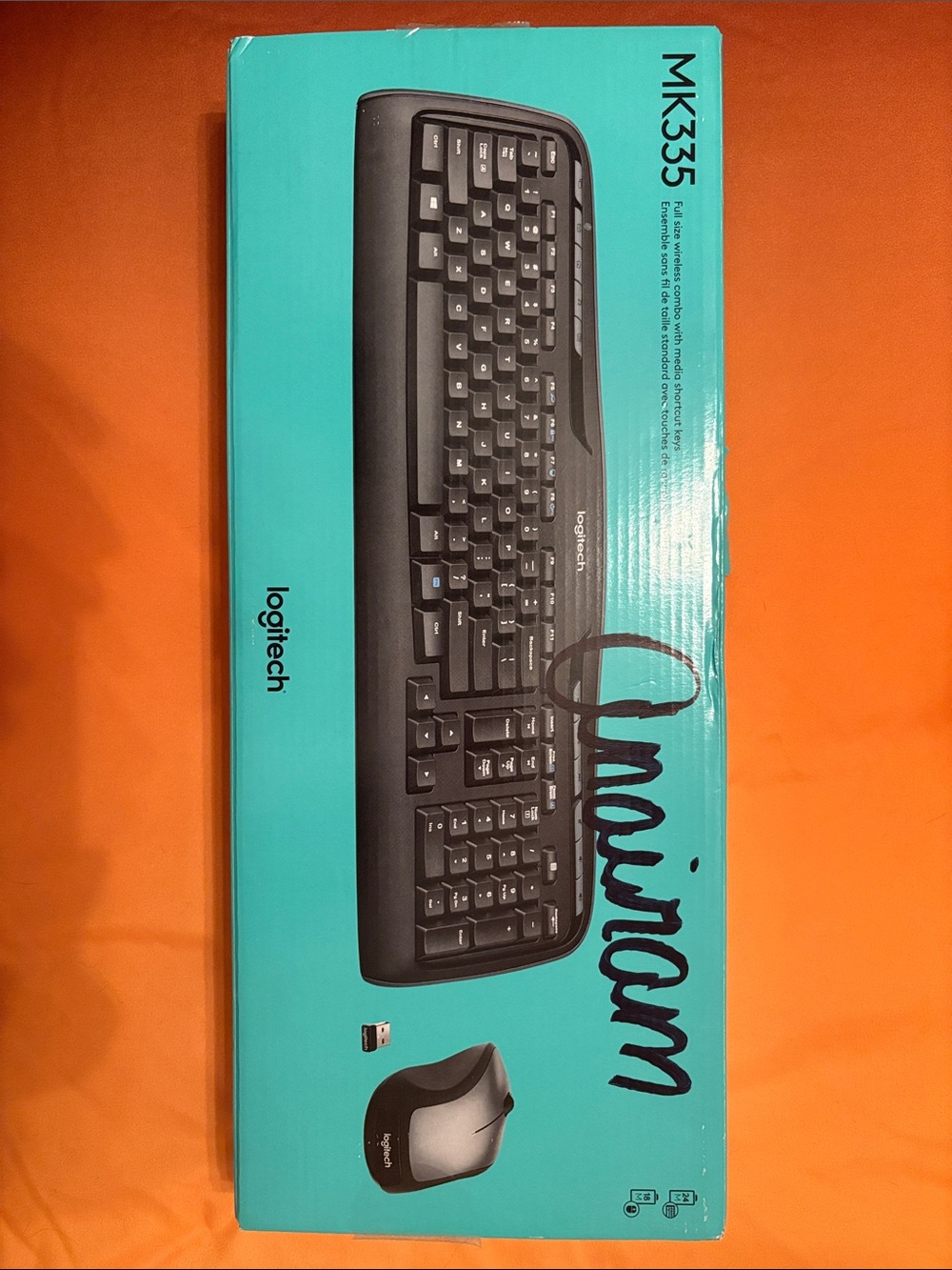 Logitech MK335 Wireless Keyboard no mouse  — Black on Teal Box